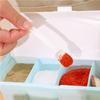 Scatola porta aromi multifunzionale in plastica con sale, glutammato monosodico, divisore da cucina con cucchiaio e coperchio, contenitore per condimenti