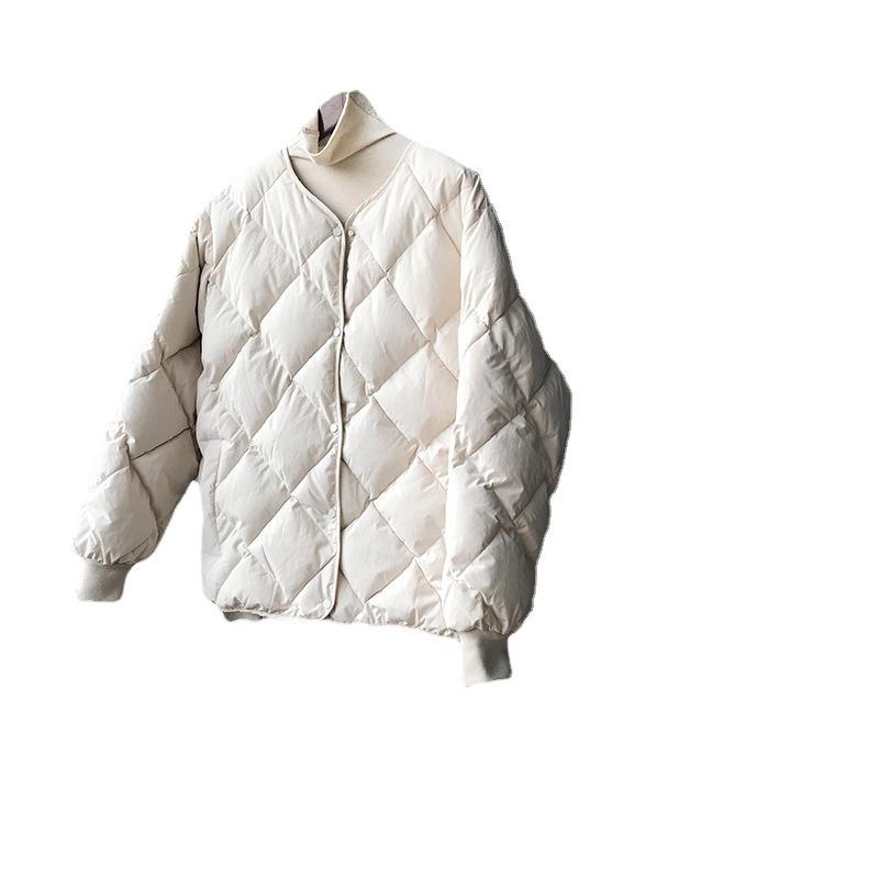 Rhombus cotton clothes women's short winter 2024 new bread clothes solid color light small cotton clothes cross-border foreign trade