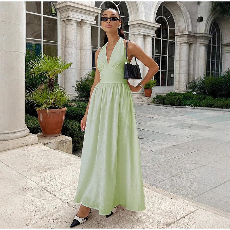 2026 New Women Summer Cotton Long Dress Sleeveless Sexy V-Neck Boho Maxi Dress Loose Style Long Dress Clothes