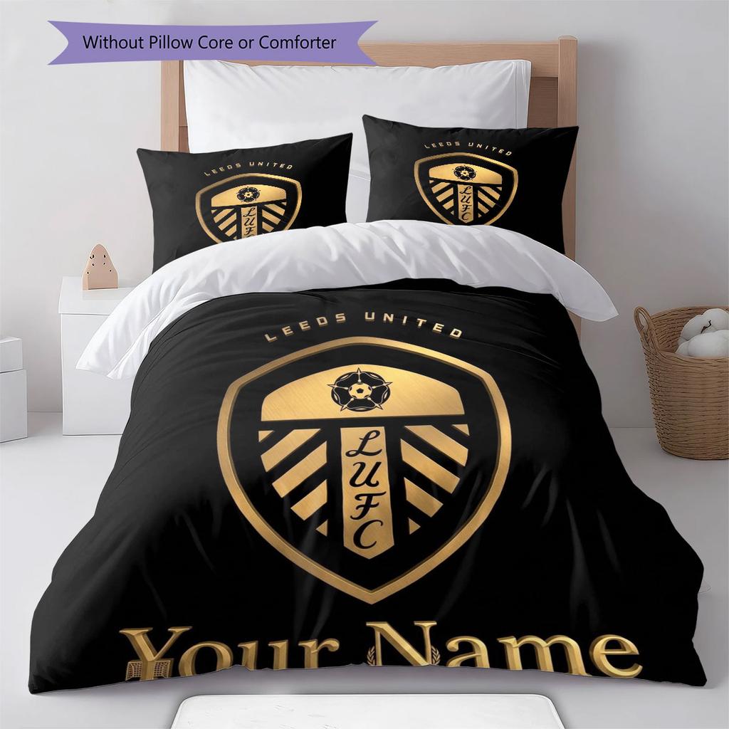 Leeds United Custom Name Pattern Bedding,Quilt Set Quilt Cover Pillowcase Home Birthday Gift(1 * duvet cover + 2 * pillowcase, without core)