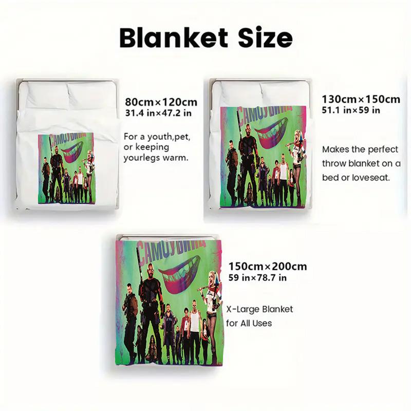 Joker Classic Look Fleece Blanket Lightweight Soft Durable Blanket for Bedroom Sofa Living Room Movie Theme Decor