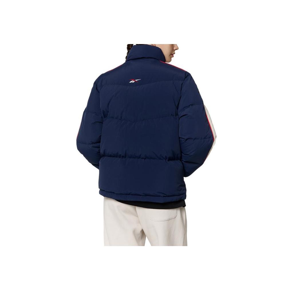 Reebok Color Block Stand Collar Zipper Long Sleeve Down Jacket Unisex outerwear Navy-Blue REJU4FD54N3