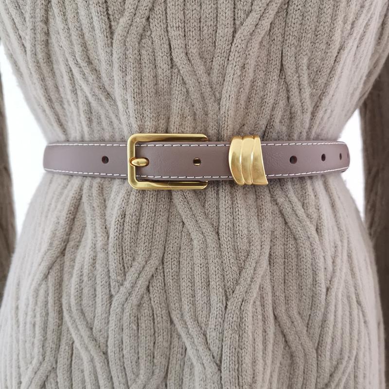 Waist Womens Cowhide Belt With Metal Pin Buckle Dress Suit Shapewear Belt