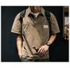 American Casual Men's T-shirt Summer Tooling Style Short Sleeve Pocket Shirt Collar Men's Clothing Loose Plus Size Top
