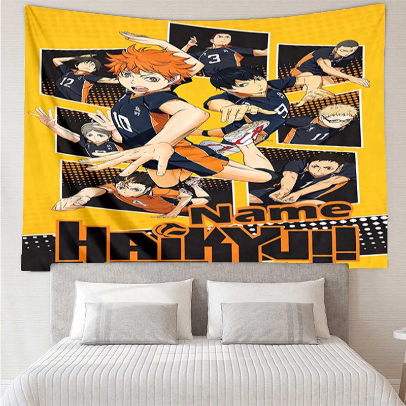 Custom Name Haikyu Print Tapestry, Backdrop, Easy Setup, Ideal for Bedroom, Office & Living Room, with Aesthetic Wall Hanging Decor.