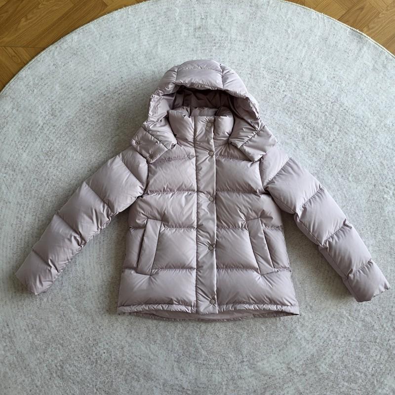 Womens Short Puffer Jacket With Hood 90% White Duck Down Warm Winter Coat Casual Daily Outdoor Wear