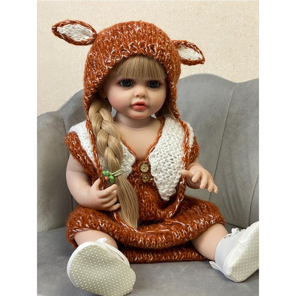 22 Inch Reborn Dolls Full Silicone Baby Realistic Newborn Girl Doll Princess Toddler Waterproof Toy For Children Gift