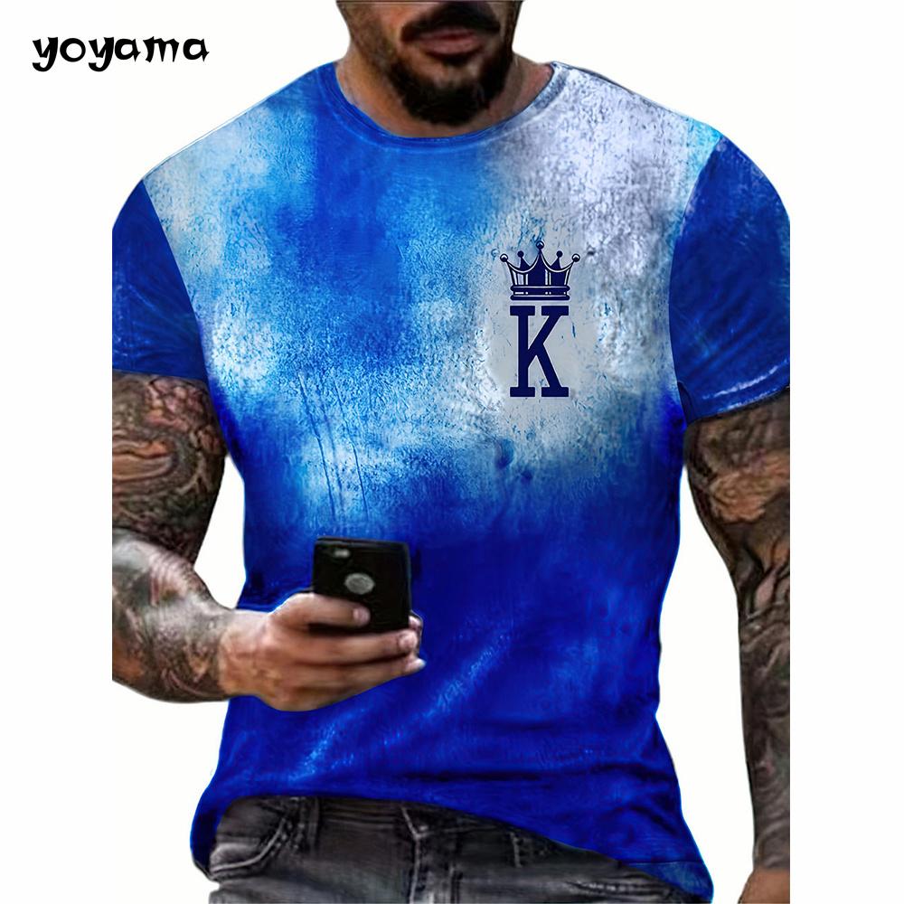 

Винтажная мужская футболка с принтом буквы K, мужская футболка с коротким рукавом, свободные повседневные топы, летняя мужская уличная одежда для активного отдыха 5XL