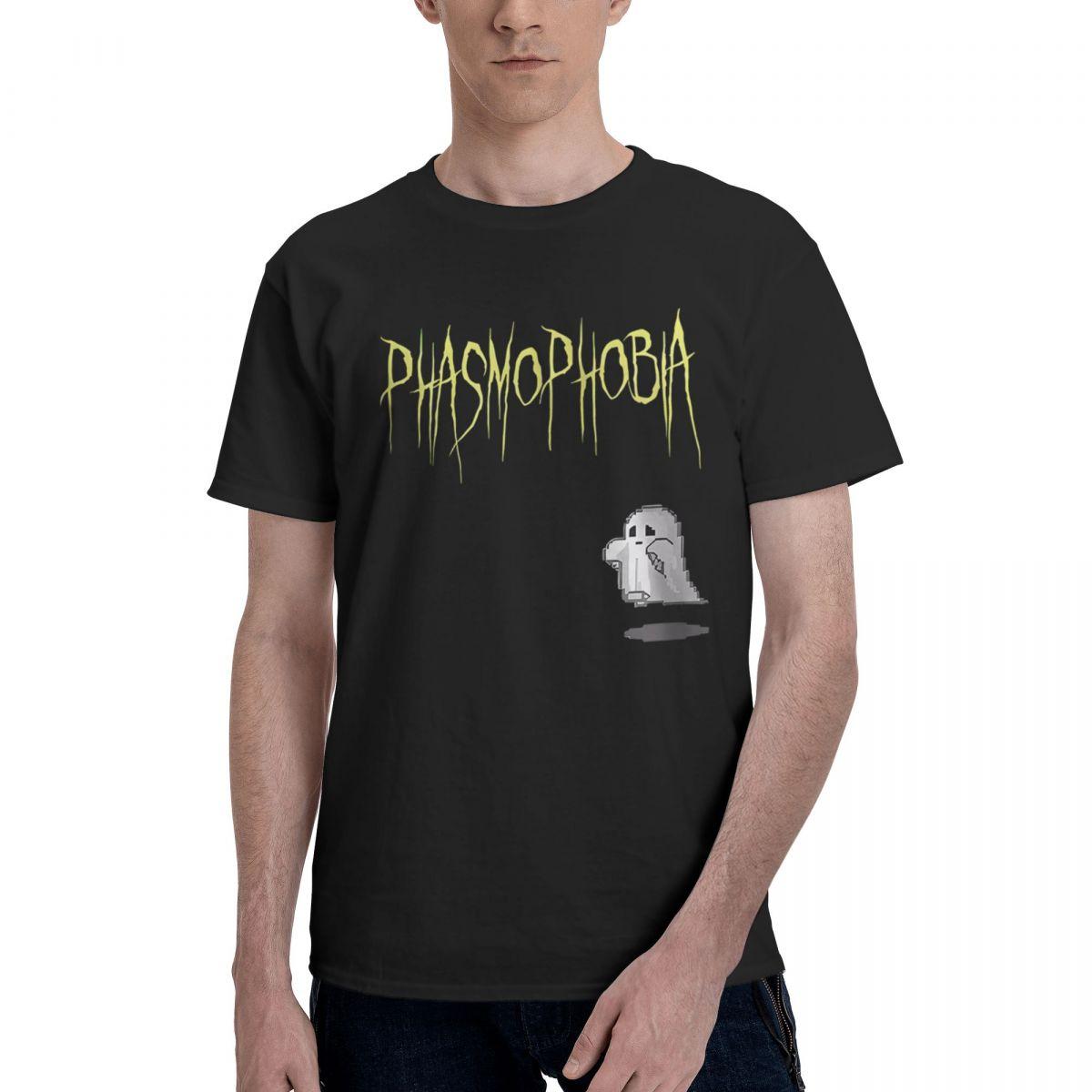 Phasmophobia Spiel 100% Baumwolle Lässig Atmungsaktiv Bequem T-Shirt Fußballtrikots 2025 Herren T-Shirt L black