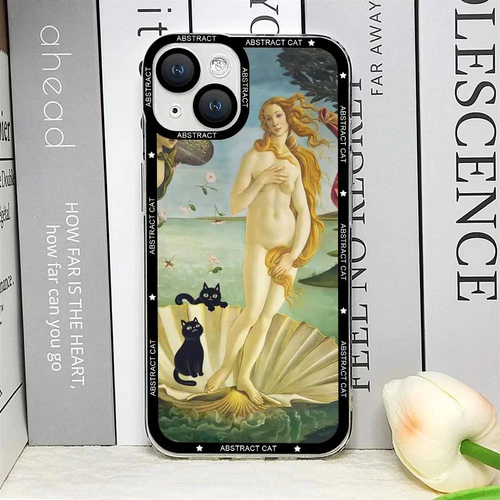 Ästhetische Van-Gogh Gustav Klimt Mona Lisa Dicker Katze Kunst Handyhülle für IPhone 16 15 13 12 11 Pro Max Mini XS X 14 Plus Klare Hülle
