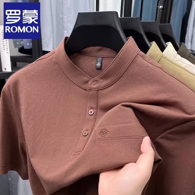 Romons Men s Cotton Linen Henley Collar T-shirt XL