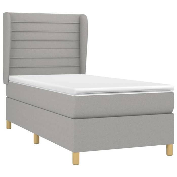 Maison Exclusive - Slatted Bed Base with Mattress Light Grey 90x200 Cm Fabric