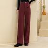 Wool wide-leg pants for women, new autumn and winter high-waisted herringbone loose straight-leg fleece-lined casual pants