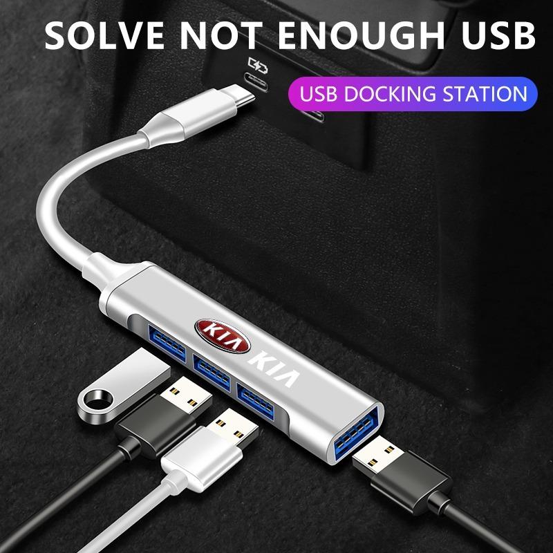 1Pcs Type-C Turn USB Adapter Multi Port Distributor Hub For KIA sportage ceed sorento cerato optima picanto rio soul k3 k5 Car Accessories