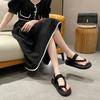 Internet celebrity Roman sandals women 2025 summer thick-soled muffin shoes soft leather toe herringbone casual women's shoes