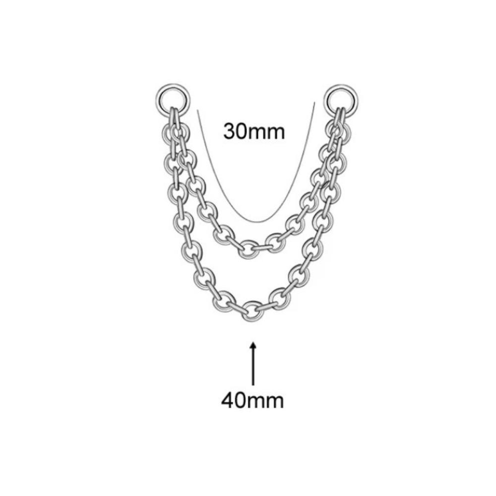 Chaîne de Nez Fashion en Titane Double Chaîne 25-50mm Chaîne Narine Chaîne à Trois Niveaux DIY Piercing Hélix Piercing Oreille Nez Bijoux