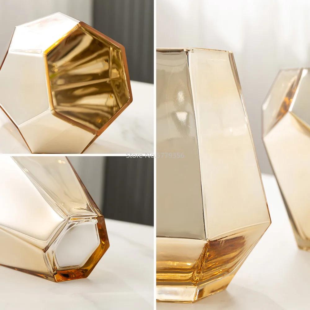 Nordic Style Electroplating Process Glass Vase Modern Decorative Vases Living Room Decoration Home Decor Vases For Interior