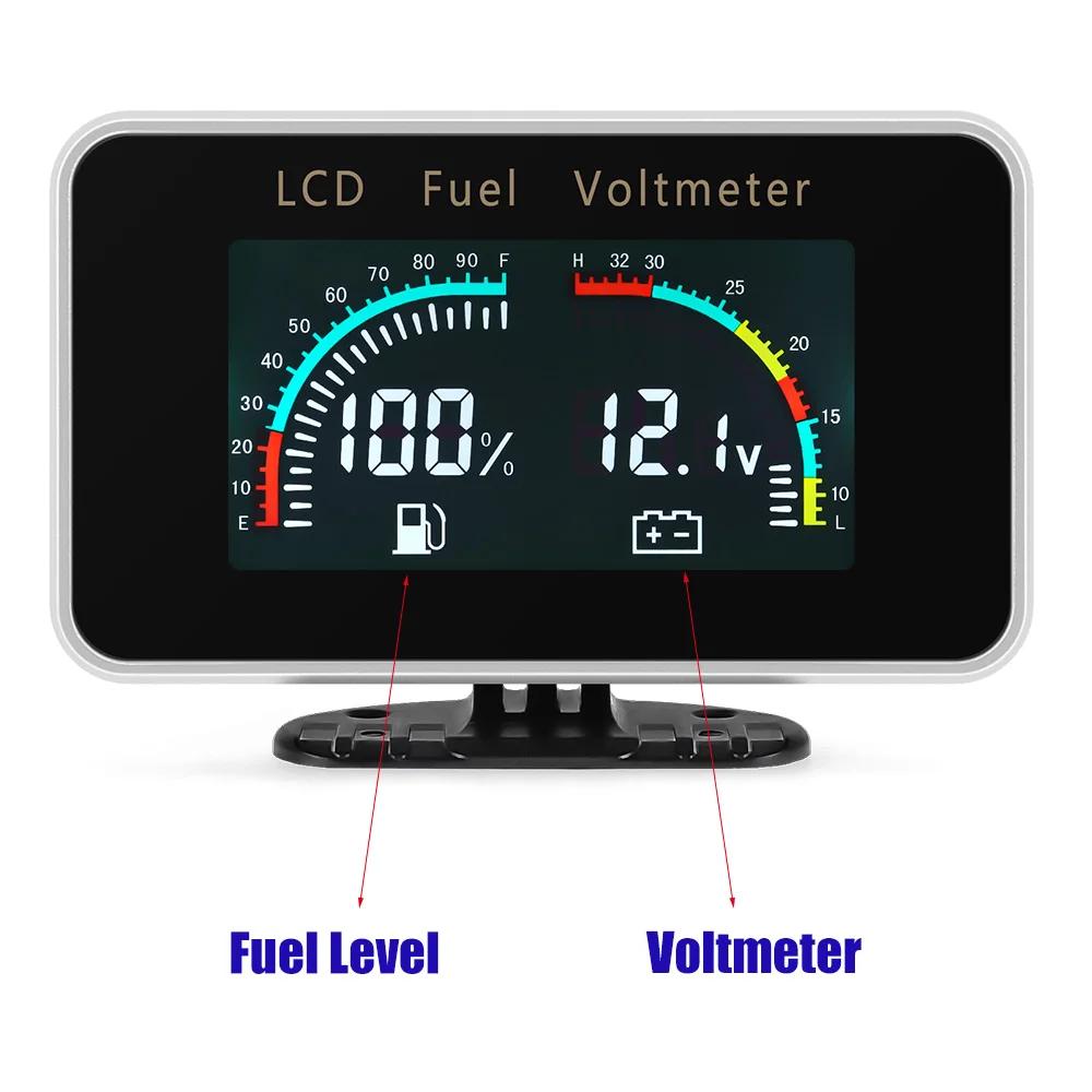 Multiple Combinations Car LCD Digital Gauge Oil Pressure Voltmeter Water Temperature Fuel Level Oil Temperature Meter For 12V
