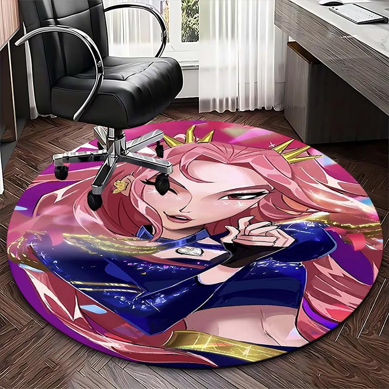 1 Stück Anime-Design Runder Teppich - Bürostuhlmatte, Rutschfester Teppich für Anime-Fans | Perfektes Geschenk für Anime-Liebhaber | Geeignet für Heimdekoration, Wohnzimmer