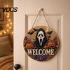 Handmade Welcome Sign Crafts Halloween Faux Pearl Door Kit, Ghost Skull Skeleton Cat Kit Painting Arts for Wall Decoration