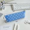 Portable Polka Dot Design Pencil Case Zipper Closure Large Capacity Student Stationery Bag Organizers