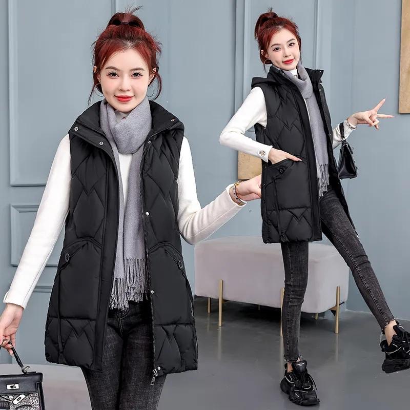 Autumn Winter Appear Thin All-Match Down Cotton Women's Sleeveless Vest Coat Casual Versatile Warm Female Waistcoat Jacket
