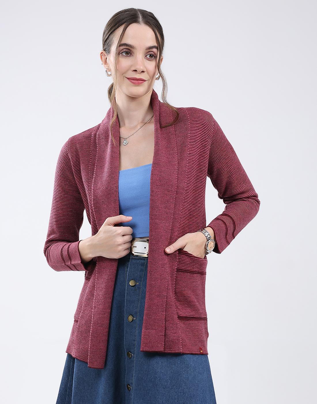 

Monte Carlo Women s Front Open Full Sleeve Cardigan L малиновый