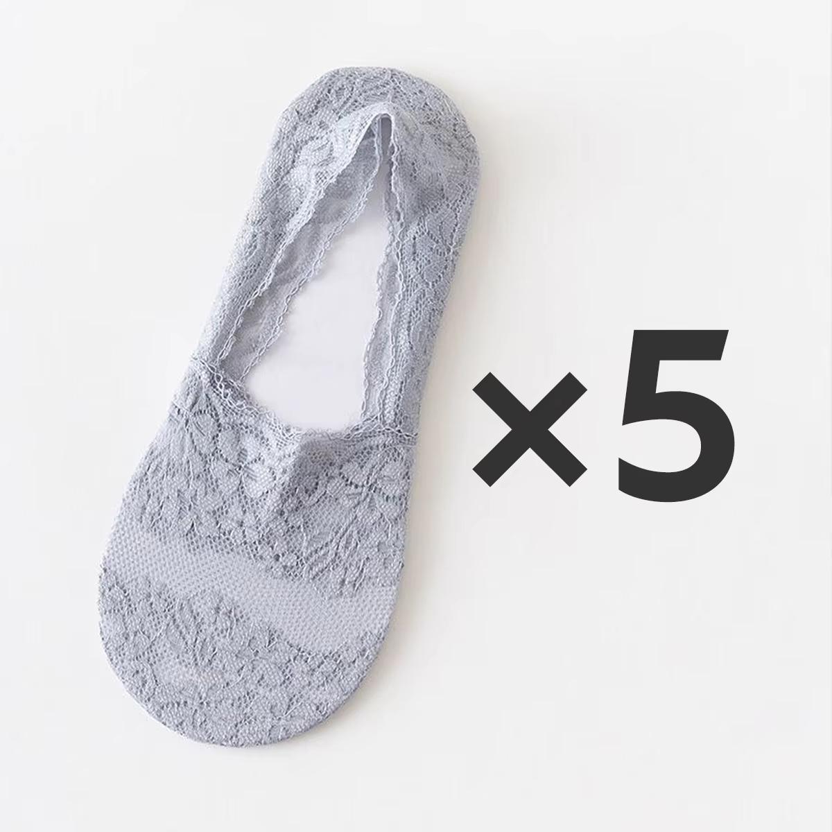 

5 Pairs Women s Summer Lace Invisible Socks Boat Mesh Thin Low cut Socks Slippers Female Ankle Silicone No Show Socks Non-slip One Size