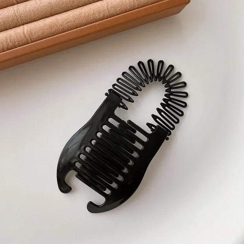 

Elastics Hair Braider Banana Clip Hair Claw Women Flexible Comb Banana Barrettes Hairpin Ponytail Holder Headwear Styling Tools чорний