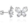 Cicy Bell Womens Flat Back Stud Earrings 18K Gold Plated Hypoallergenic | 316L G23 Surgical Titanium Steel, CZ Stud Jewelry, Tragus Helix Cartilage