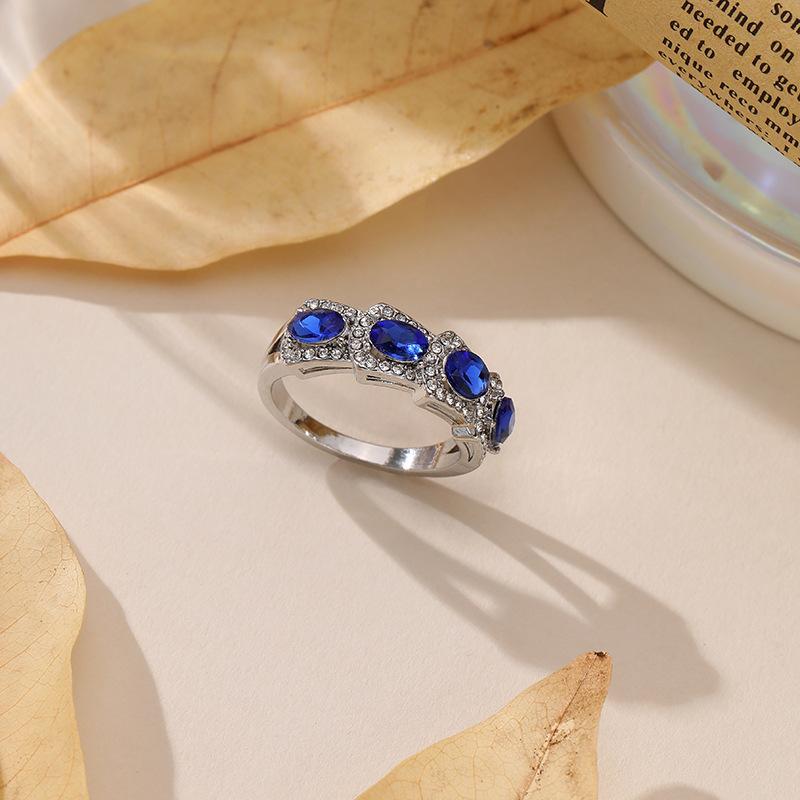 Rhein Blue New Zircon Ring Elegant Celebrity Accessories Retro Magazine Ring