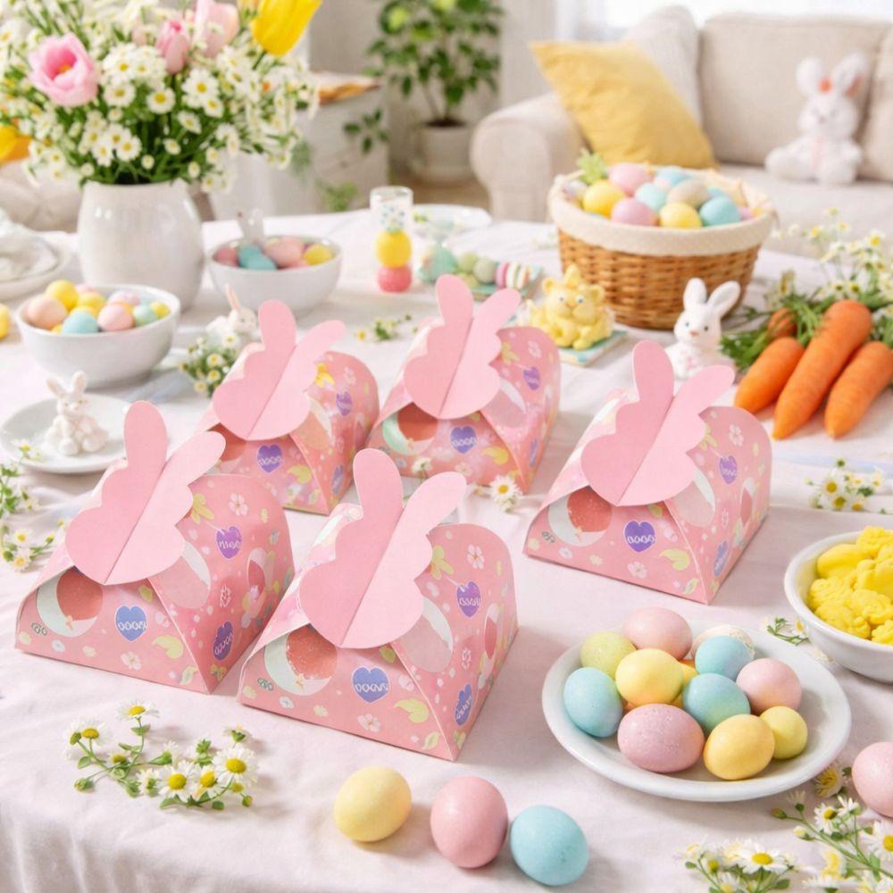 12 Pieces Cute Easter Paper Candy Box Empty Thickened Bunny Eggs Party Box Large Capacity Unique Gift Packaging Box Birthday