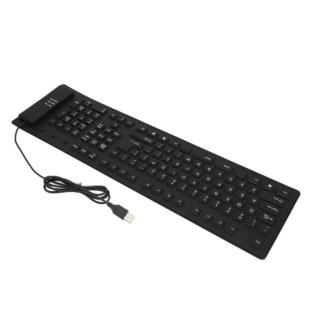 109 Keys Foldable Silicone Keyboard Quiet Waterproof Dustproof USB Wired Flexible Keyboard for Desktop Laptop Home