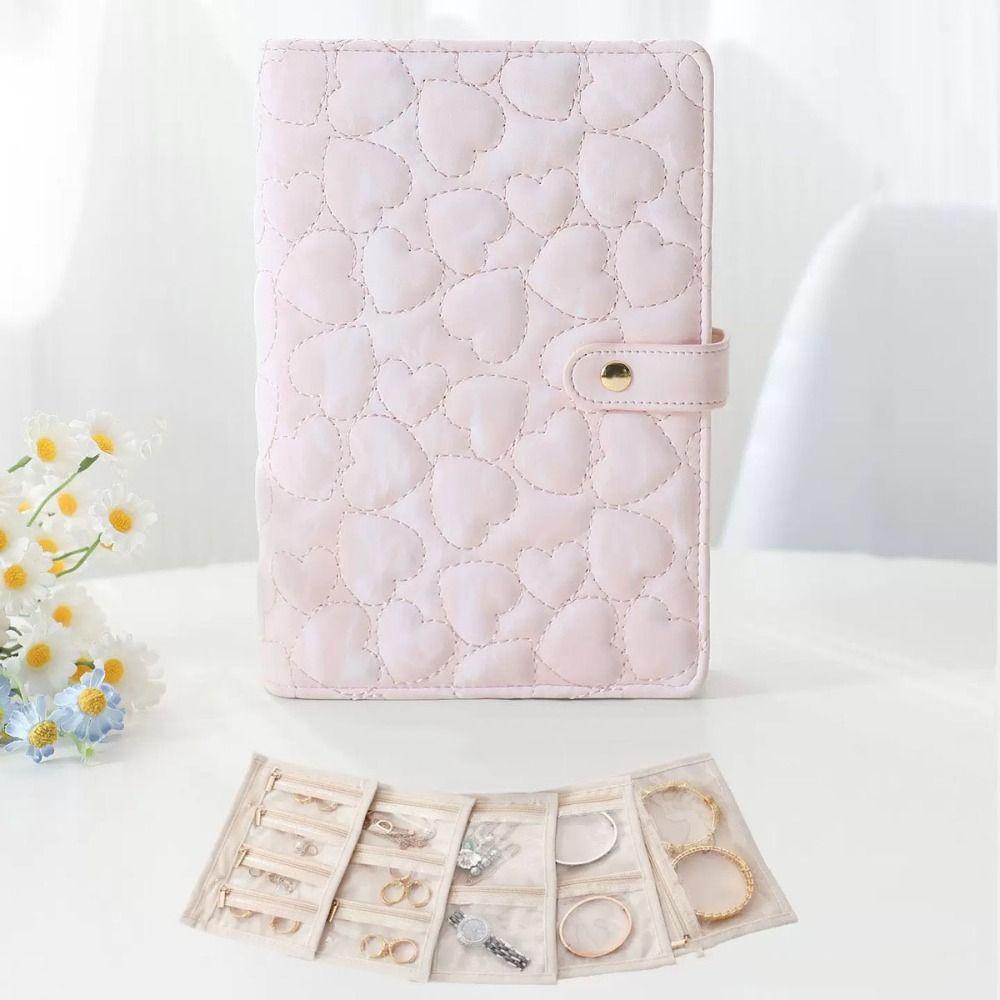 Leather Jewelry Storage Book Love Heart Necklace Binder Display Box Fashion Necklace Binder  Travel