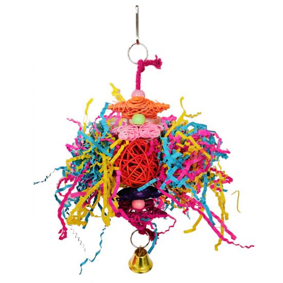 4 Stück Vogel Papagei Glocke Baumwollseil Blöcke Ball Hängender Käfig Dekor Kauspielzeug für Haustiere