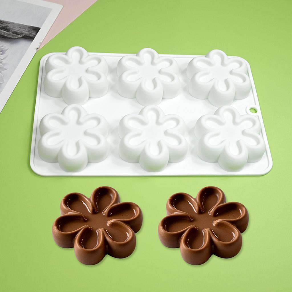 6-cavity Six Petals Flower Silicone Mold Fondant Mousse Cake Mould DIY Baking Decorating Tool Handmade-Soap Mold