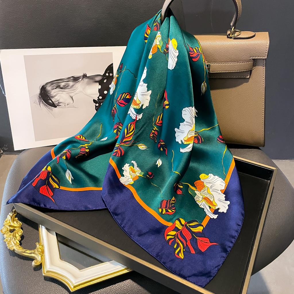 Fashion Scarves for Women Shawl Print Silk Satin Hijab Scarf Female Bandana 70*70cm Luxury Brand Square Shawls Scarfs For Ladies