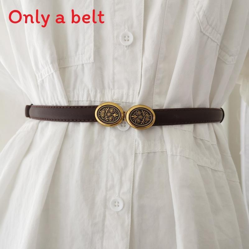 Womens Simple Black Leather Waist Belt With Alloy Closure For Versatile Style