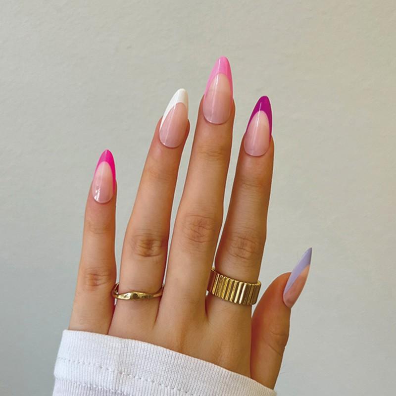 

Minimally Colored French Style Wearable Nail With Detachable Plates Press On Nails