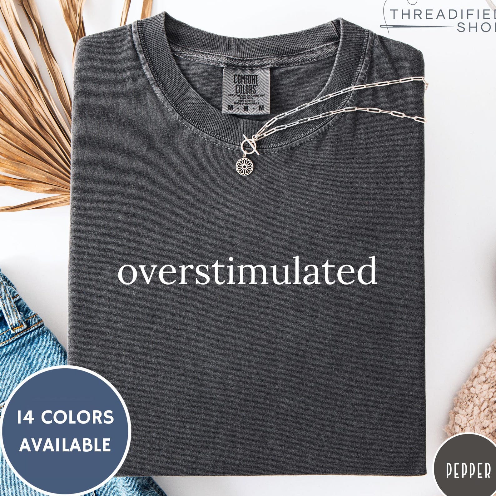Comfort Colors Overstimulated T-Shirt: Minimalist Introvert Tee 2XL