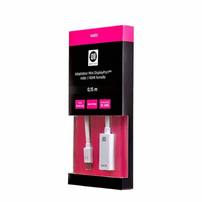 Adaptateur Mini DisplayPort mâle/HDMI femelle D2 Diffusion
