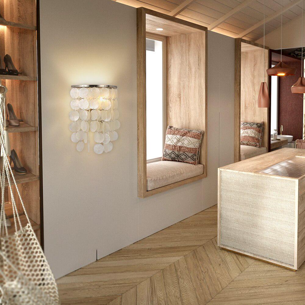 Modern Simple White Natural Shell Loft LED E27 Wall Lights Living Room Bedside Lighting Wall Lamp