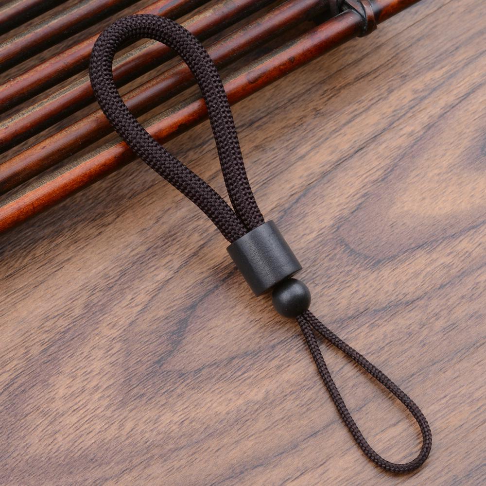 Luxury Black Ebony Wood Keychain with Silver Inlay Threads - Elegant Anti-Lost Pendant Rope.