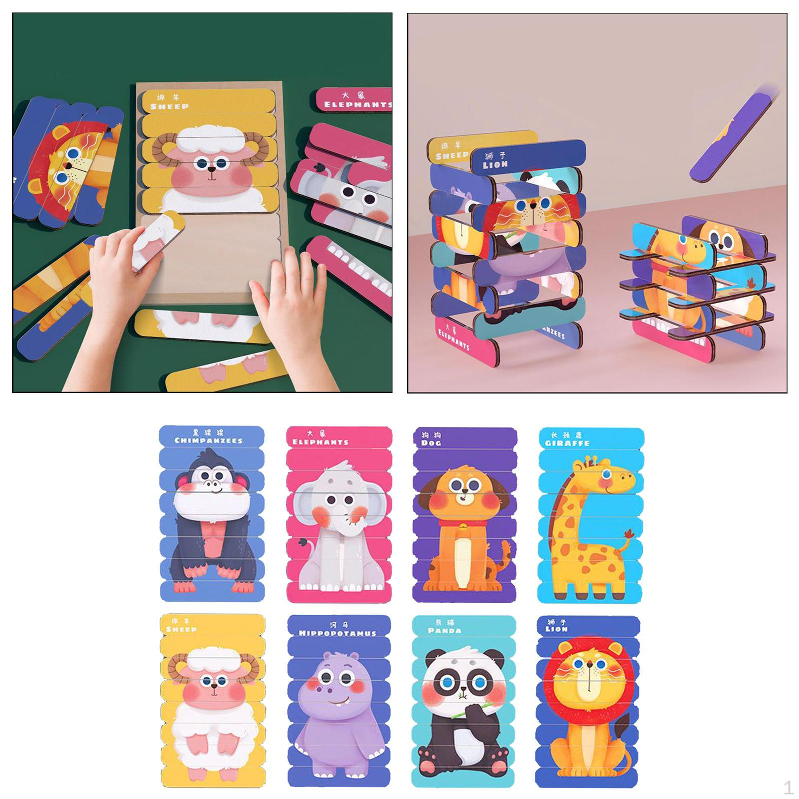 Wooden Jigsaw Puzzle Sorting Stacking Toys Animal Preschool Educational for Toddler Kids