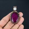 Ruby Lab-Created & Moonstone Gemstone Handmade Copper Wire Wrap Jewelry Pendant For Women