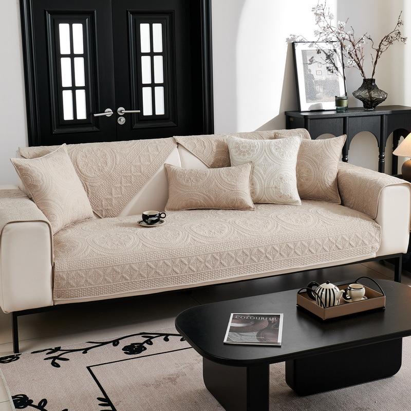 

Чехол для дивана EIFLOY с вышивкой из хлопка, 3-местный, протектор, роскошный стеганый чехол для дивана, противоскользящий, для гостиной, мягкий, всесезонный 70x70