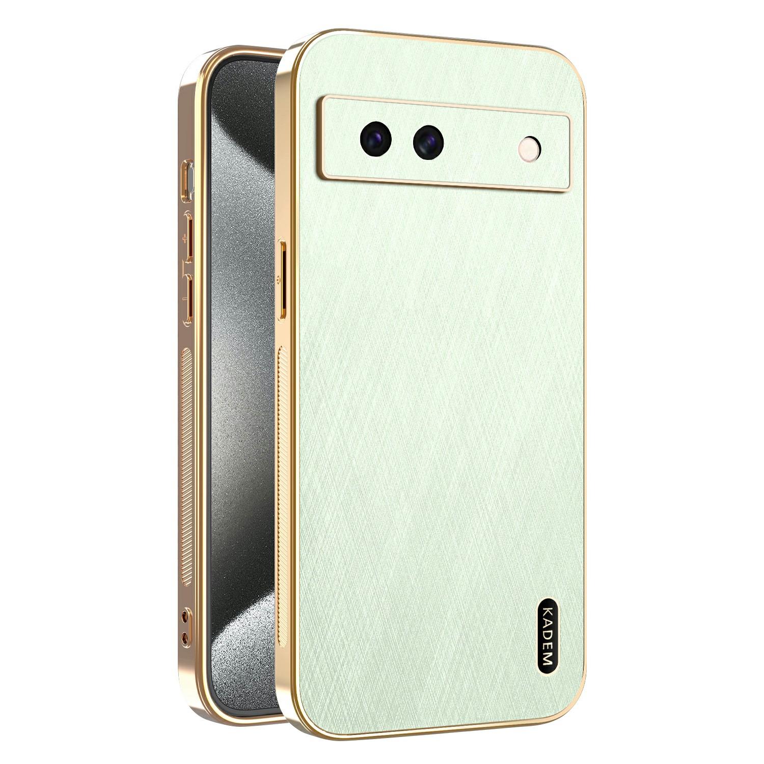 

KADEM For Google Pixel 8a Case Electroplating Silk Texture PU+TPU Phone Back Cover Green
