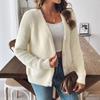 Women Faux Mink Fur V Neck Long Sleeve Knit Button Cardigan Sweater