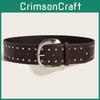 Punkinspired Leather Belt With Rivets And Silver Buckle For Casual Outfits