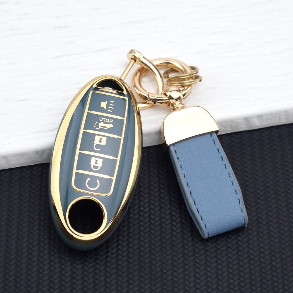 TPU Car Key Case For Nissan Qashqai J10 J11 X-Trail T32 T31 Kicks Pathfinder Tiida Juke Note 5 Buttons Key Cover Key Chain